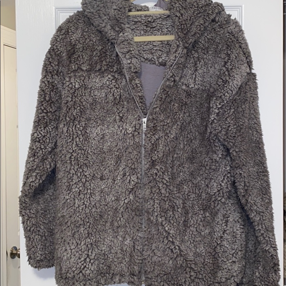 peach love california teddy jacket